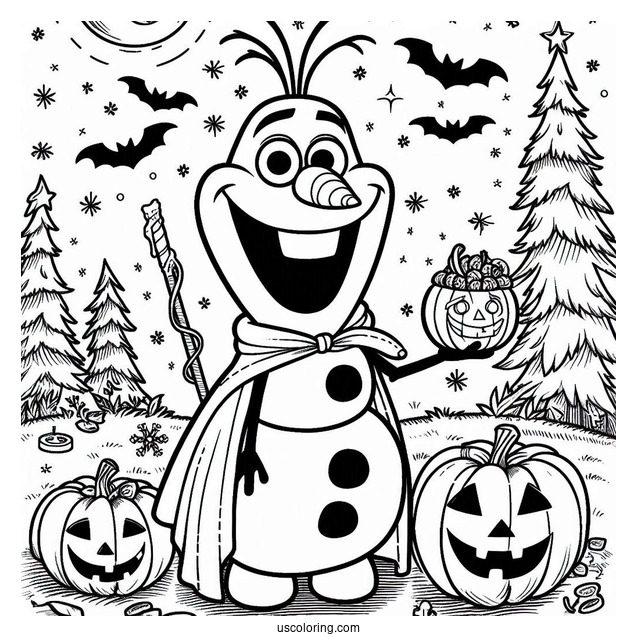 Halloween Themed Olaf Coloring Sheet