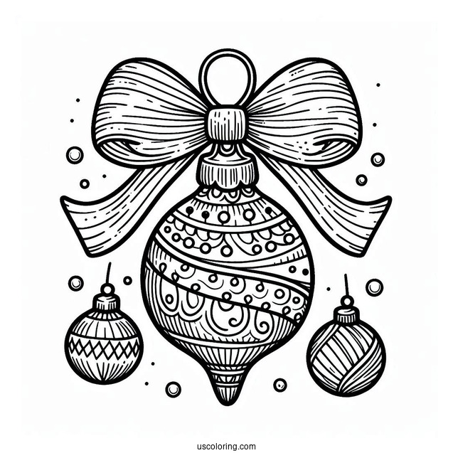 Christmas Ornaments Coloring Page Of Bulb Wrapped In Bow