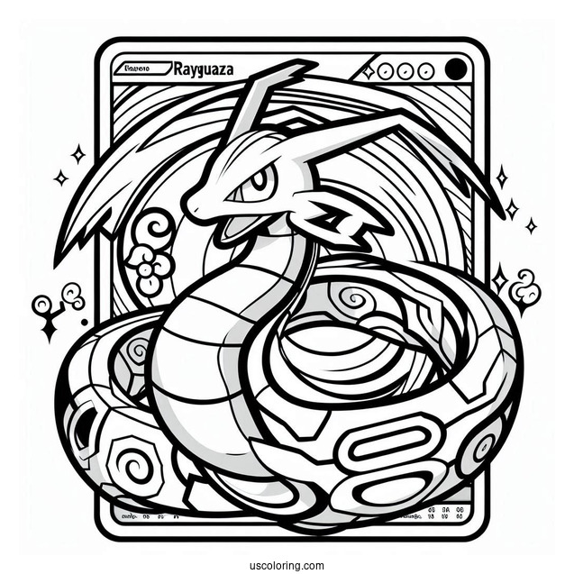 Rayquaza Spiral Rush Pokemon Card Coloring Sheet