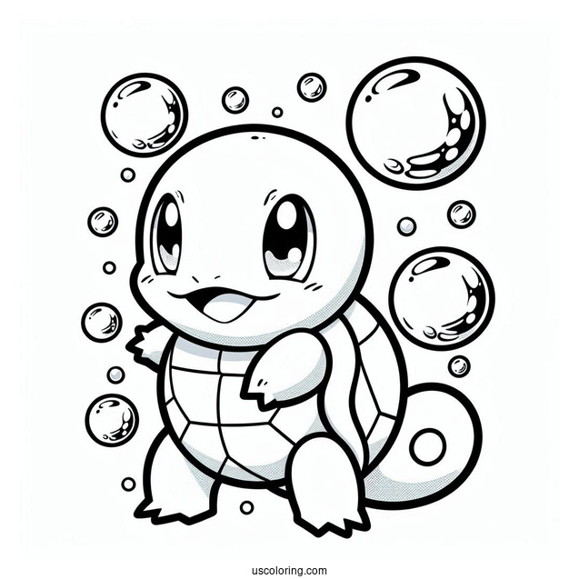 Squirtle Coloring Page Of Bubble Attack Pokemon Card