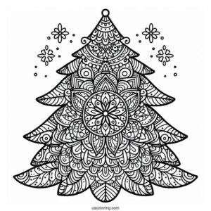 Christmas Tree Mandala Coloring Picture