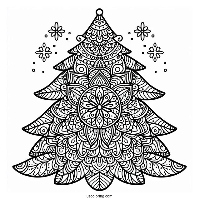 Christmas Tree Mandala Coloring Picture