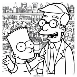 Bart And Milhouse Coloring Page