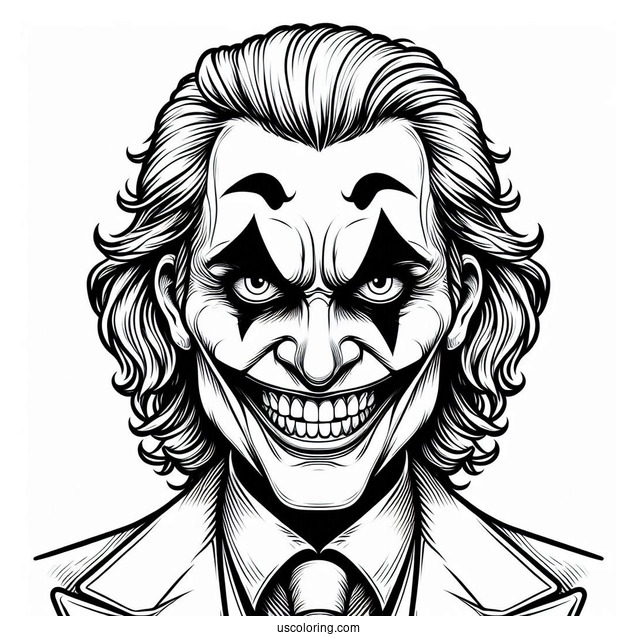 Coloring Sheet Of Joker With Creepy Smile