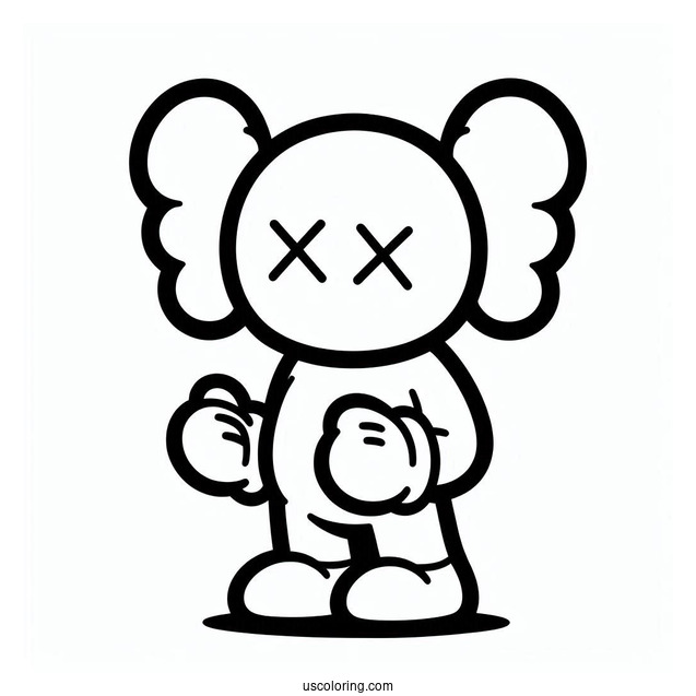 KAWS Coloring Page Companion Outline For Kids