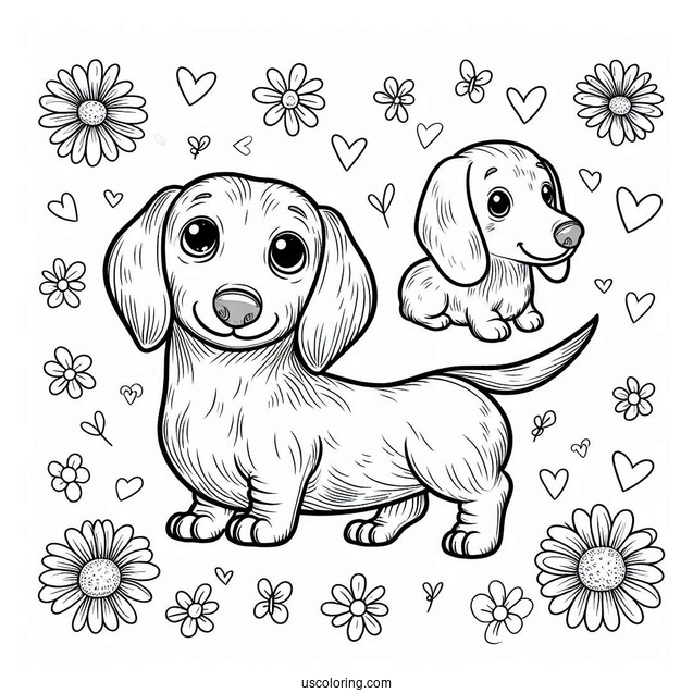 Easy Dachshund Coloring Page For Kids