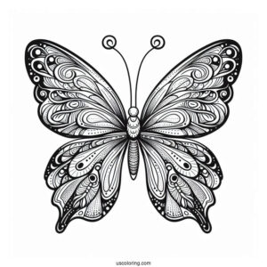 Pretty Butterfly With Detailed Wings To Color