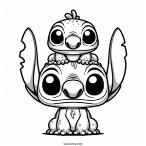 Funko Pop Stitch With Frog On Head To Color