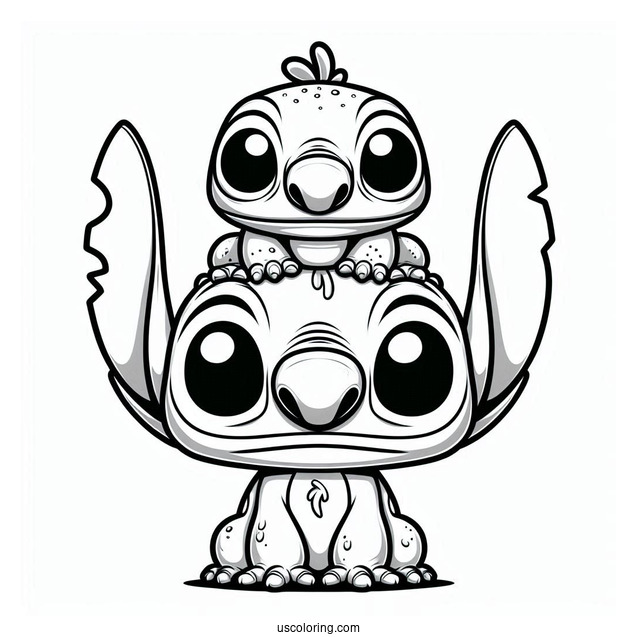 Funko Pop Stitch With Frog On Head To Color