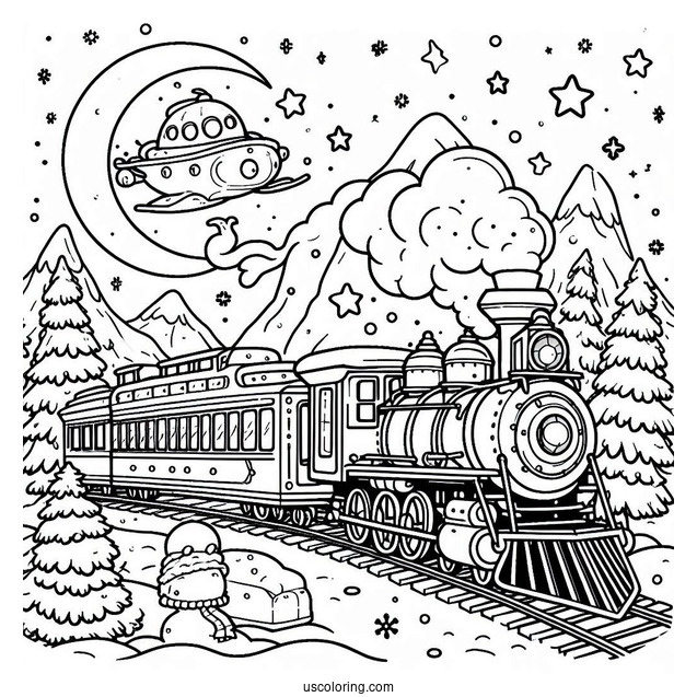 Easy Polar Express Coloring Page For Kids