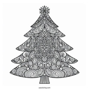 Christmas Tree Mandala Coloring Page