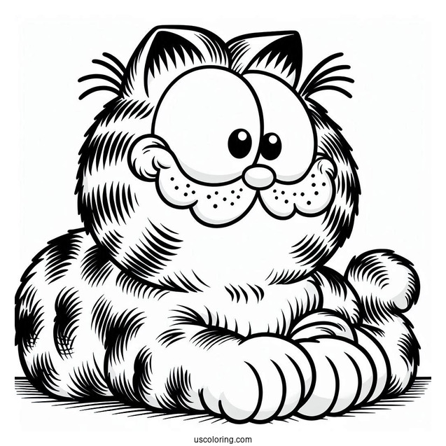 Detailed Garfield Coloring Page For Kids