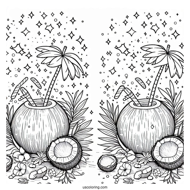 Sparkling Coconut Coloring Page Drink For Kids