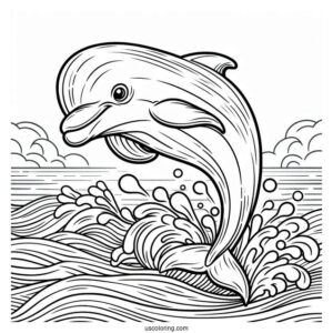 Dolphin Poking Out Of Waves To Color