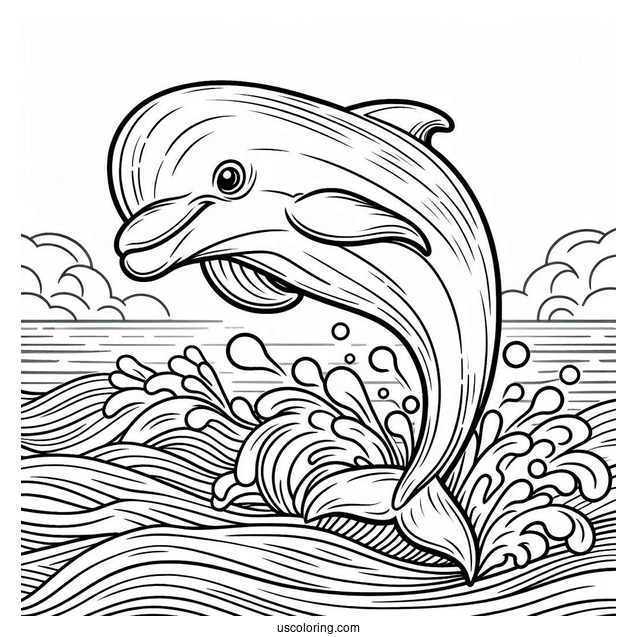 Dolphin Poking Out Of Waves To Color