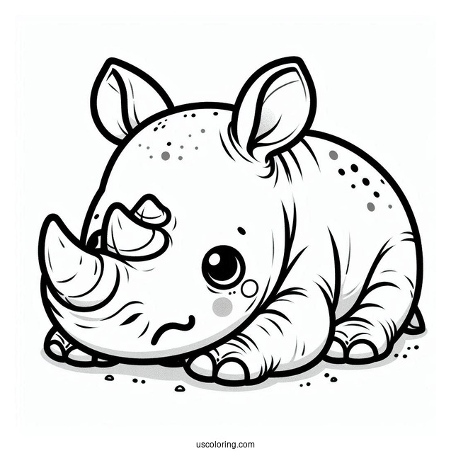 Cute Baby Rhino To Color For Preschoolers