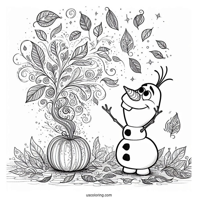 Magical Olaf With Autumn Leaves_