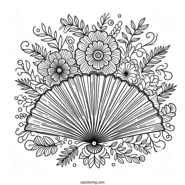 Fan Flower Pattern Coloring Page
