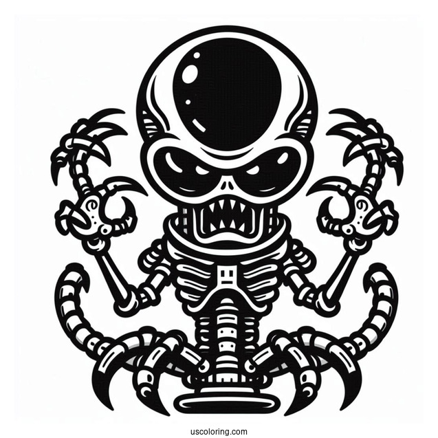 Evil Alien Robot Coloring Sheet