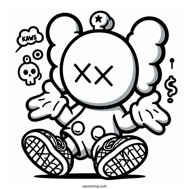 KAWS Coloring Page Themed Simpsons