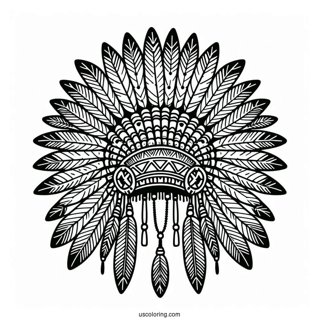 Easy Outline Of Native American Coloring Page Headdress For Kids