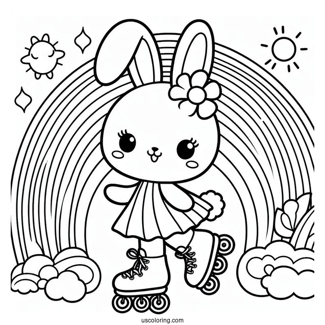 Sunny Bunnies Coloring Page Of Shiny Rollerblading On The Rainbow