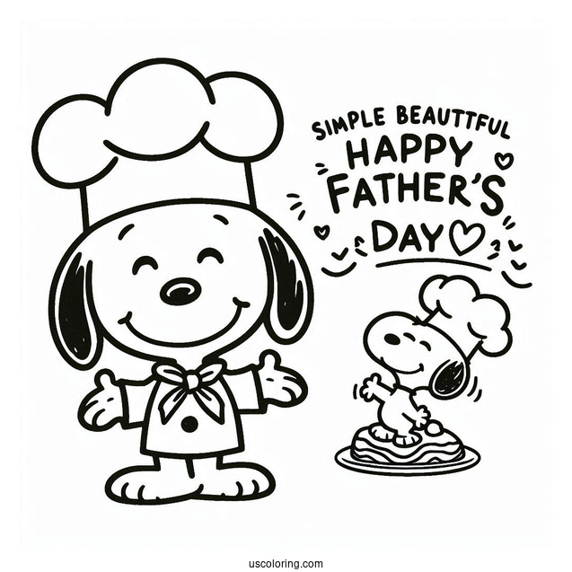 Chef Snoopy With A Happy Father's Day Coloring Page Of Greeting