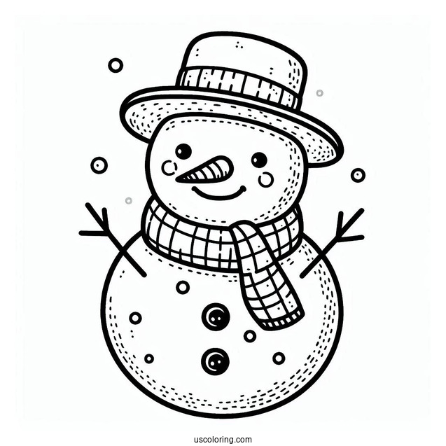 Easy Snowman Face To Color For Preschoolers