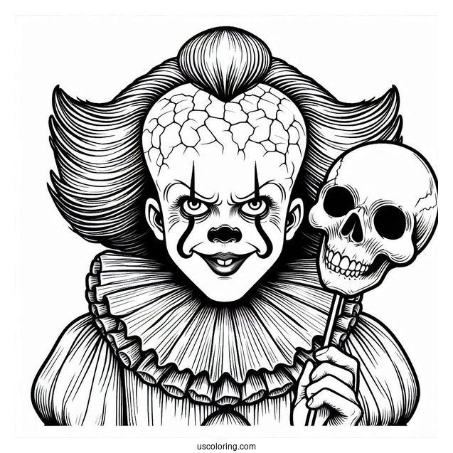 Pennywise Holding A Skull Lollipop Coloring Page