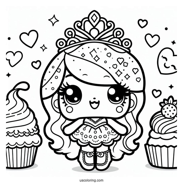 Outline Of Kawaii Cupcake Princess Shopkins