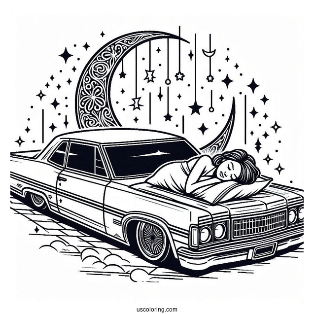 Sleep Lowrider Coloring Page Car Outline For Kids