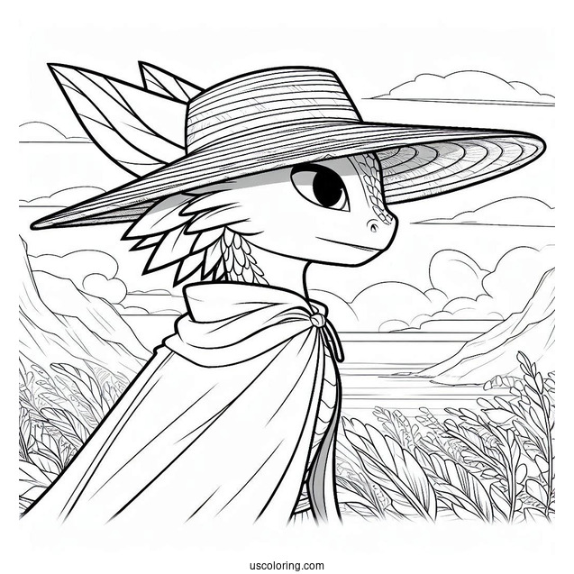 Easy Raya And The Last Dragon Coloring Page Outline With Her Hat And Cape For Kids