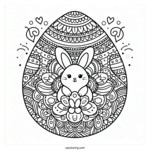 Easter Bunny Coloring Page Inside Easter Egg Mandala