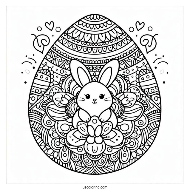 Easter Bunny Coloring Page Inside Easter Egg Mandala