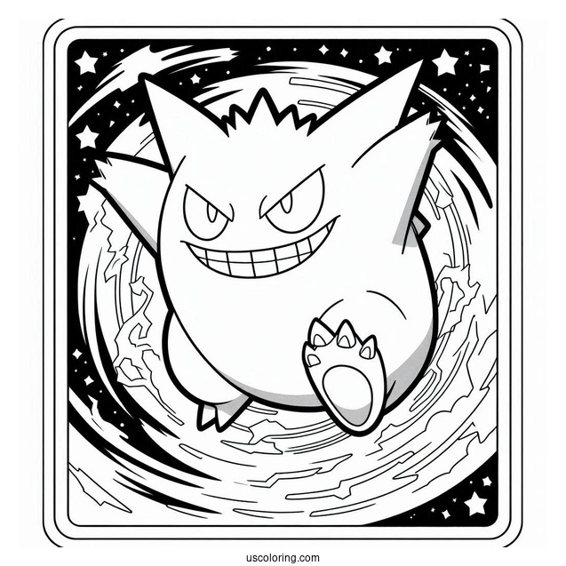 Gengar Manipulate Pokemon Card Coloring Page