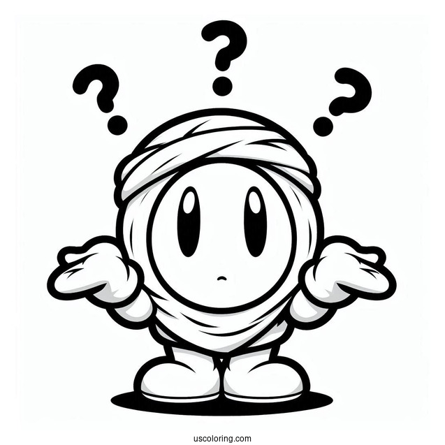 Easy Shy Guy Coloring Page Outline For Kids