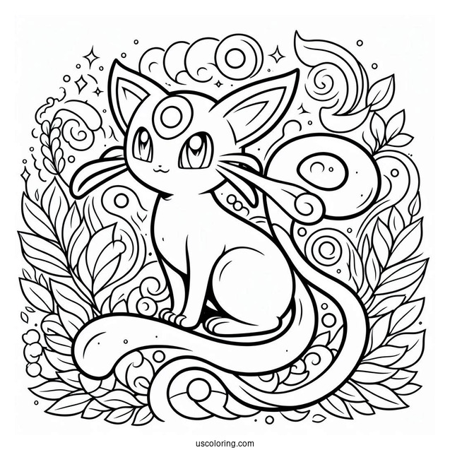 Easy Mega Mew Coloring Page