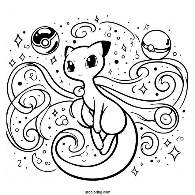 Mew Coloring Page Mysterious Tail Pokemon Card