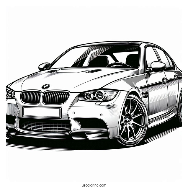 Detailed E92 BMW Coloring Page