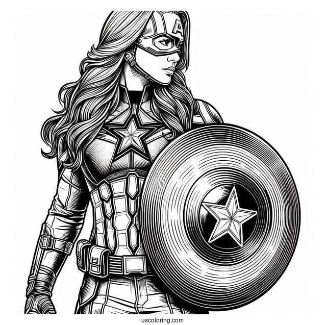Detailed Captain America Holding Vibranium Shield