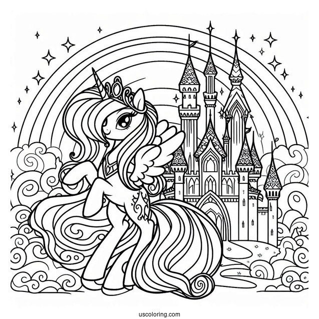 Simple Outline Of Princess Celestia and Castle