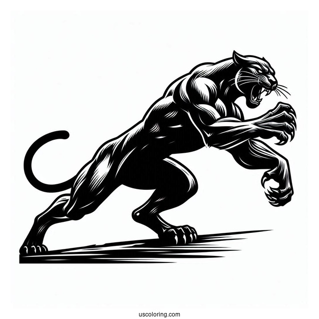 Black Panther In Attack Position Coloring