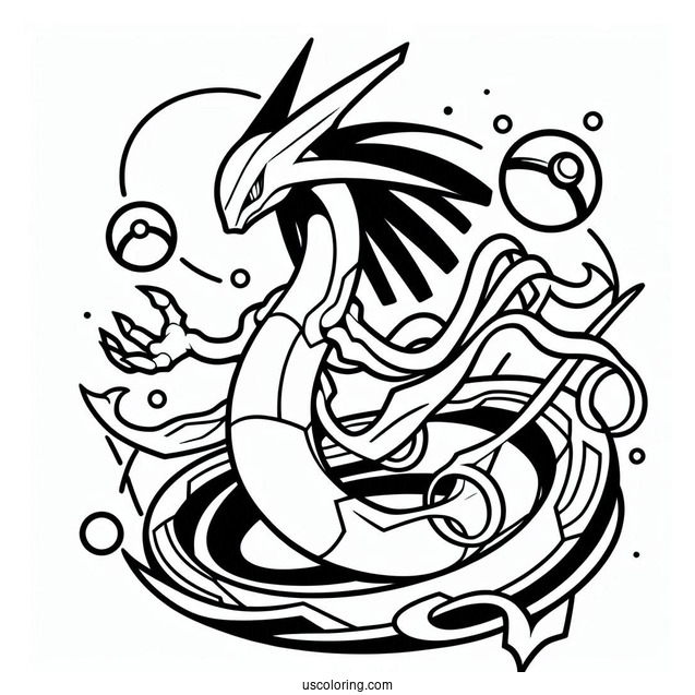 Ultimate Rayquaza Coloring Page Outline