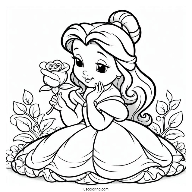 Precious Moments Coloring Page Of Belle For Preschoolers