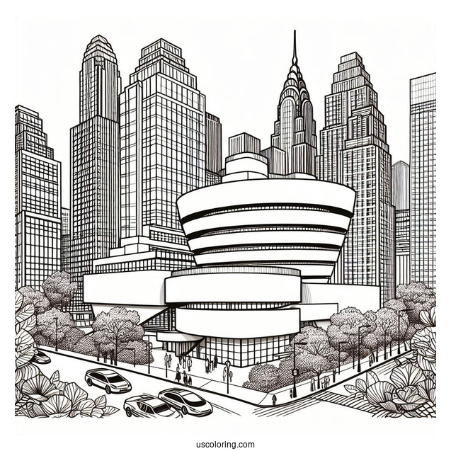 New York Coloring Page Of Solomon R. Guggenheim Museum