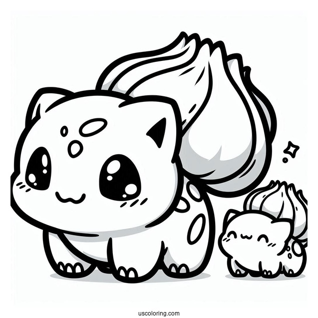 Kawaii Bulbasaur Coloring Page For Preschoolers