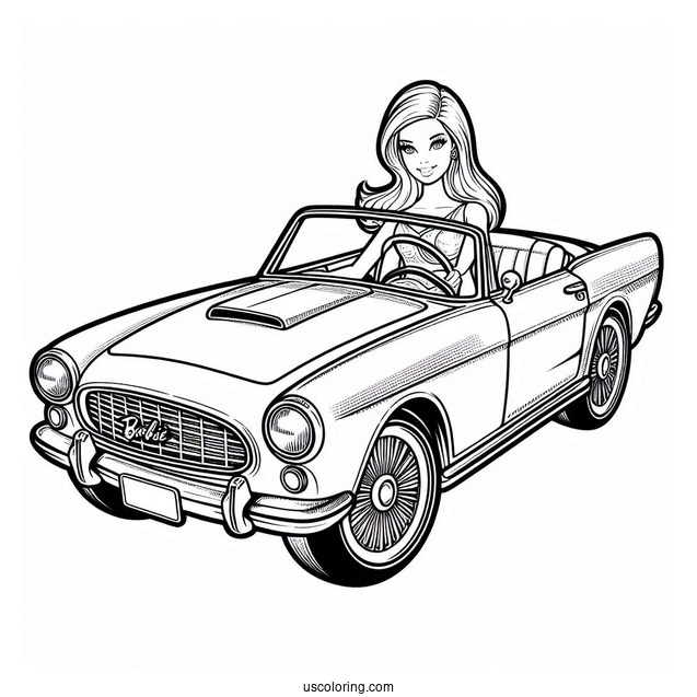 Barbie Car Convertible Coloring Page