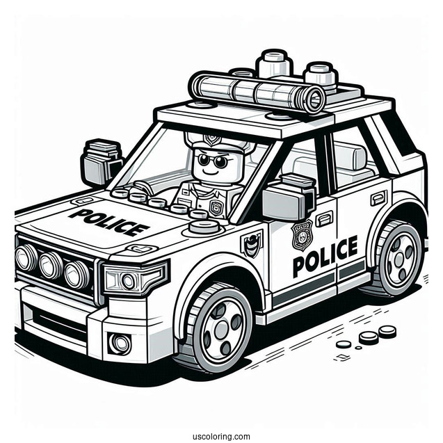 Lego Police Car Coloring Page
