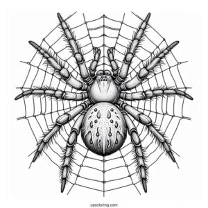 Detailed Huntsman Spider On Web To Color(1)