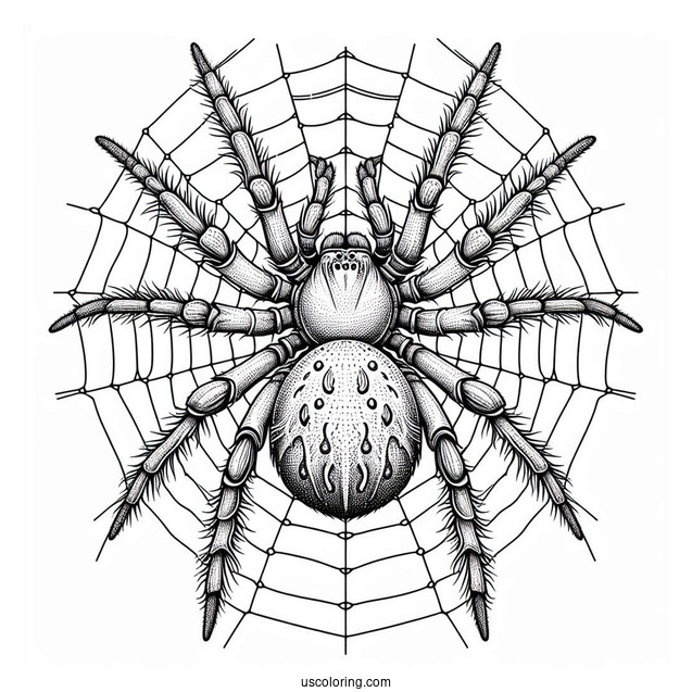 Detailed Huntsman Spider On Web To Color(1)